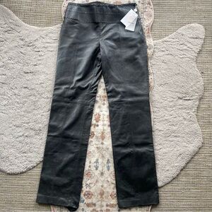 Cerruti Sleek Black Straight Leg Leather Pants